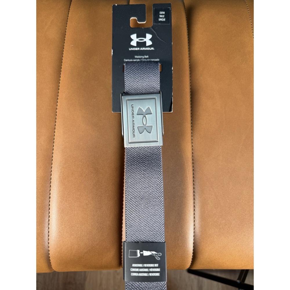 NEW Under Armour Mens UA Webbing Golf Belt Gray OSFM Adjustable Cut-to-Fit